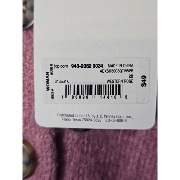 ana a new approach Women's Rose Pink Textured Henley Knit Sweater Plus Size 2X - Picture 4 of 6